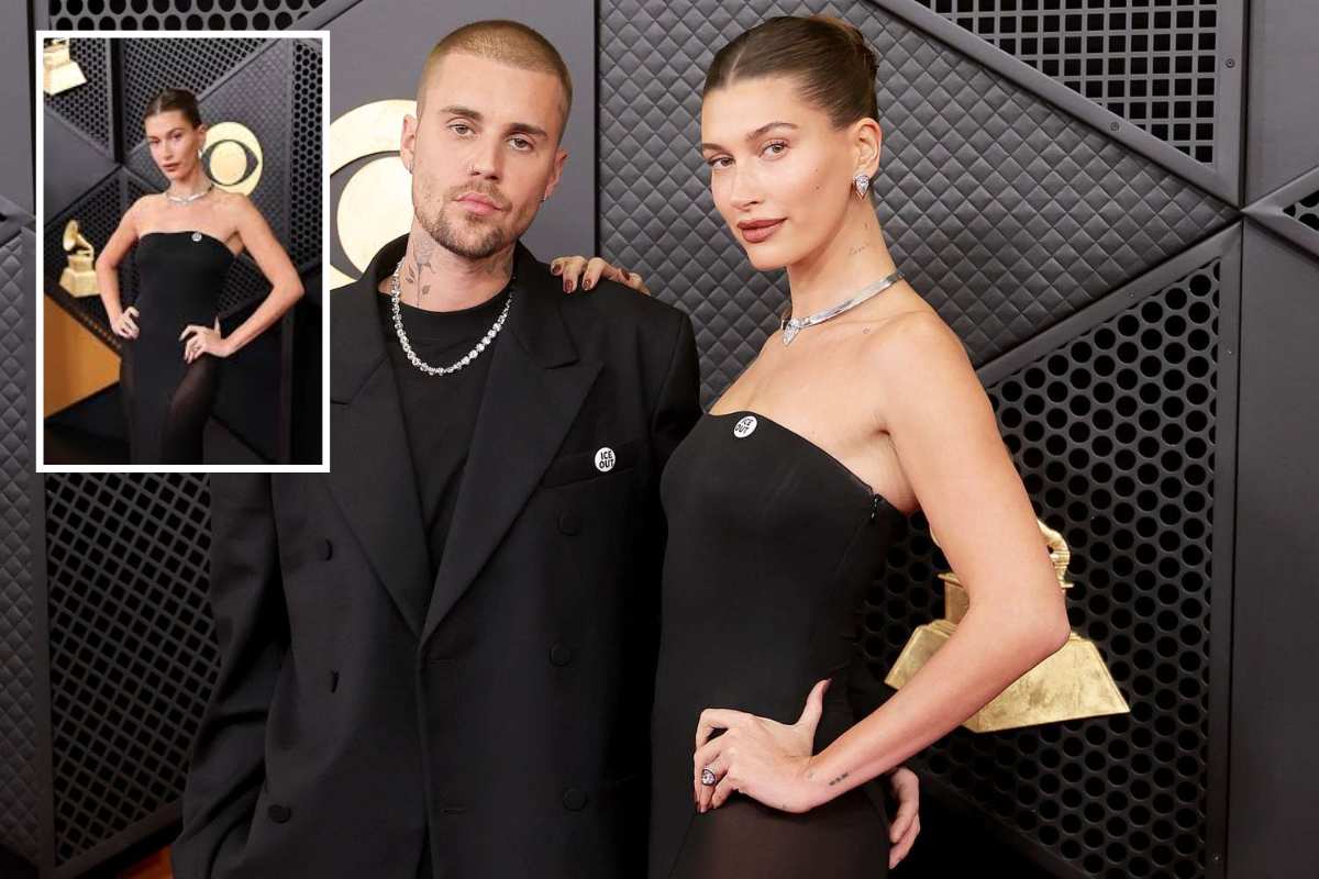 Hailey Bieber at Grammy red carpet fashion